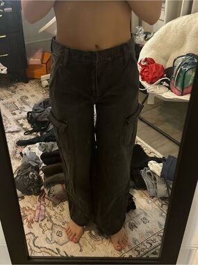 Old Navy Washed Black Wide-Leg Cargo Jeans